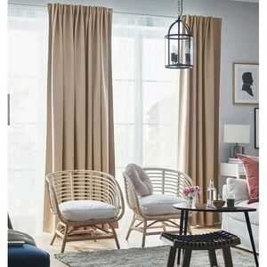 IKEA ANNAKAJSA Beige Room Darkening Curtain Panels Set 4 Panels 57X98" Neutral